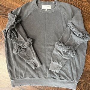 The Great. Oversized Gray Ruffled Sleeve Women's Sweater, Size 0
